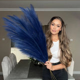 Navy Blue Fake Artificial Faux Pampas Grass Large Bundle 3 Tall 115cm 45" Ext... Pampas Grass