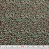 Teal Florals on Brown Jo-Ann Cotton Fabric by the HALF YARD Flowering Plants