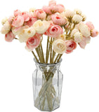 Hananona 18 Pcs Artificial Silk Rose Flowers Persian Ranunculus Bouquet Pink Ranunculus