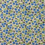 CHARMING FLORALS 1930s Feedsack fabric piece 9x9" blue and green - sweet! Flowering Plants