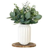 Fake Eucalyptus Decor in White Ceramic Vase Realistic Faux Plants Indoor Tabl... Green Plant