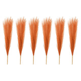 6 Pcs 17 Inch Faux Pampas Grass Artificial Boho Decor Orange Dried Flower
