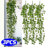 3 Pcs Artificial Ivy Leaf Plants Vine Hanging Garland Fake Flower Home Decor Green Plant