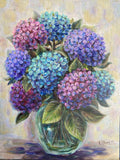 Original Floral Acrylic painting Hydrangea Flower Wall Art 12x16 Colorful Decor Hydrangea