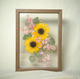 Handcrafted Sunflower Pressed Flower Transparent Frame Table or Wall Display Sunflower