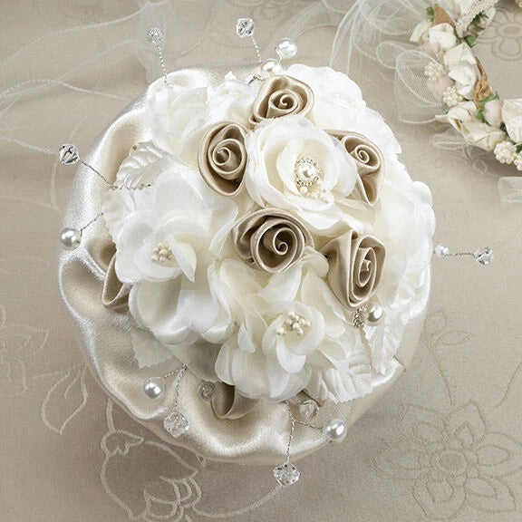 bridal bouquet taupe ivory rose wedding bride wedding flowers Bouquet