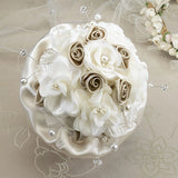 bridal bouquet taupe ivory rose wedding bride wedding flowers Bouquet