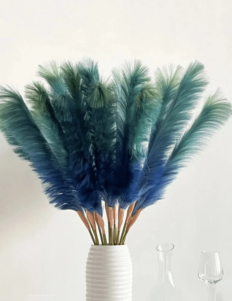 7Pc 31.49 in Fluffy Faux Pampas Grass Home Vase Decoration Fake No Shed - A0082 Pampas Grass