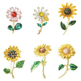 6pcs Sunflower Zinc Alloy Lapel Pins Gold Flower Brooches for Backpack Clothes Sunflower