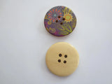 NEW 1  1/8 inch Purple Floral Sunflower Sewing Buttons Wooden Scrapbooking QTY 2 Sunflower