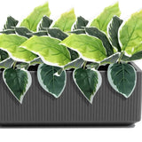 6 Pcs Fake Leaves- Artificial Plants Greenery For Outdoors White Leaf Hosta Fake Green Plant