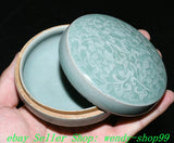 3" Old Chinese Dynasty Korea Koryo Porcelain Peony Flower Jewelry Box Jewel case Peony