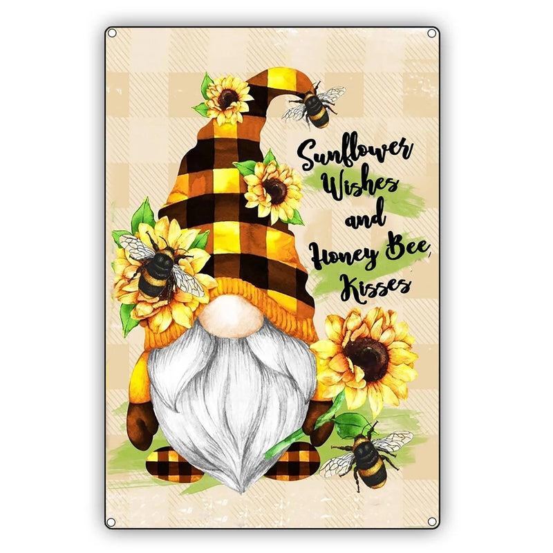 Sunflower Wishes And Honey Bee Kisses Vintage Rustic Flowers DŽcor Metal Sign Sunflower