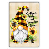 Sunflower Wishes And Honey Bee Kisses Vintage Rustic Flowers DŽcor Metal Sign Sunflower