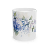 Pastel Blue Hydrangea Flower Mug, Japanese Summer Colors Hydrangea