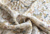 vintage  fabric remnants  Floral Designer 55% Silk + 45% Linen DIY material Flowering Plants