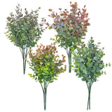 8 Bundles Multi Colored Artificial Eucalyptus Leaves, Plastic Plants, Outdoor... Green Plant