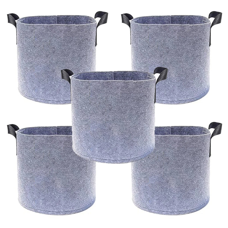 5PACK Garden Plant Growing Bags Nonwoven Fabric Pot Nursery Soil Bag With Handle Garden Plants