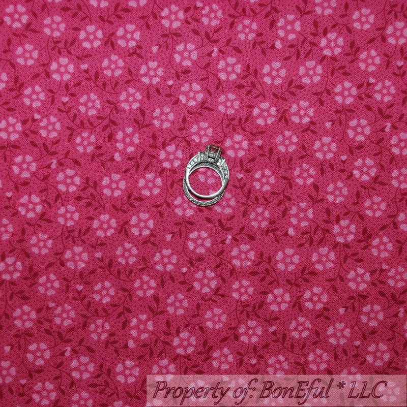 BonEful Fabric FQ Cotton Quilt Pink Tone Girl Calico Flower Leaf Heart Small Dot Flowering Plants