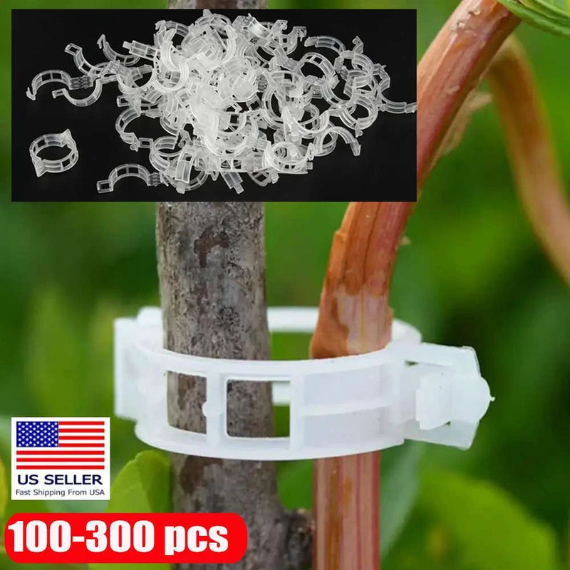 White plastic tomato plant binder clips for trellis support, 100–300 pcs set