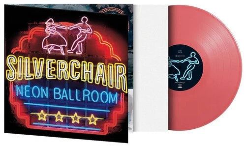 Pink colored vinyl record with sleeve featuring Neon Ballroom artwork
