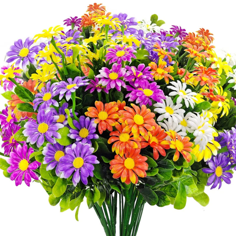 10 Bundles Artificial Daisies Plastic Flowers Outdoor UV Resistant Fake Daisy... Daisies