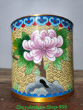 Qianlong Marked Cloisonne Enamel Bronze Gilt Peony Flower Brush Pot Pencil Vase Peony