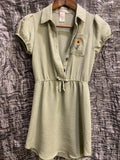 Light Green Button-Up Dress with Sunflower Embroidery Girls 8 Preowned Good Cond Sunflower