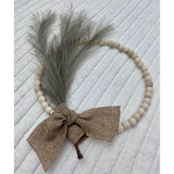 Beaded pampas grass wreath with a burlap bow Pampas Grass