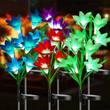 4PCS Solar Lily Flower Lights 7Colors Changing Garden Stake Lights Pathway Lamp Lily
