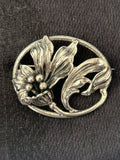 Vintage Jewelart Sterling Silver 925 Lily Flower Brooch Pin Lily