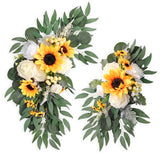 Artificial Sunflower Floral Swag Set of 2, Wedding Sign Flower Arrangements R... Sunflower