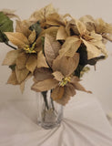 5 Pc Silk Flowers Faux Gold Poinsettia &  Hydrangea Bouquet Decor Hydrangea