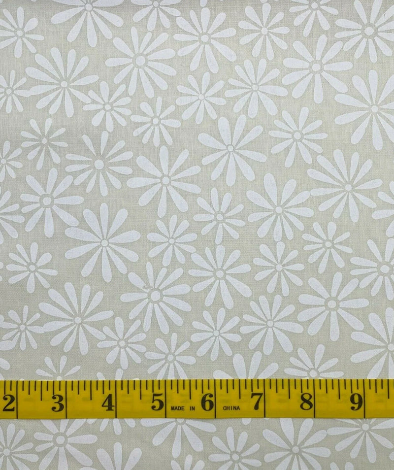 Tone on Tone Quilt Fabric - White on Natural - Flower Power - Sold by the Yard Flowering Plants