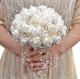 High Quality Rose Flower Stunning Beaded Pearls Bridal Bouquet Wedding Accessory Bouquet