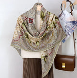Flower Print 75% Cashmere 25% Silk Bandana Wrap Double Face Scarf 53'' street Sunflower
