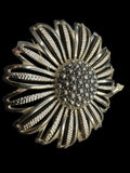 Sarah Coventry Brooch Pin Silver Tone Sunflower Vintage Sunflower