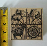 Impression Obsession Flower Wood Mount Stamp Iris Sunflower Daffodil Tulip Sunflower