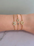 Dainty Birth Flower Bracelet 14k Gold Plated Brass Jewelry with Birthstone Carnation