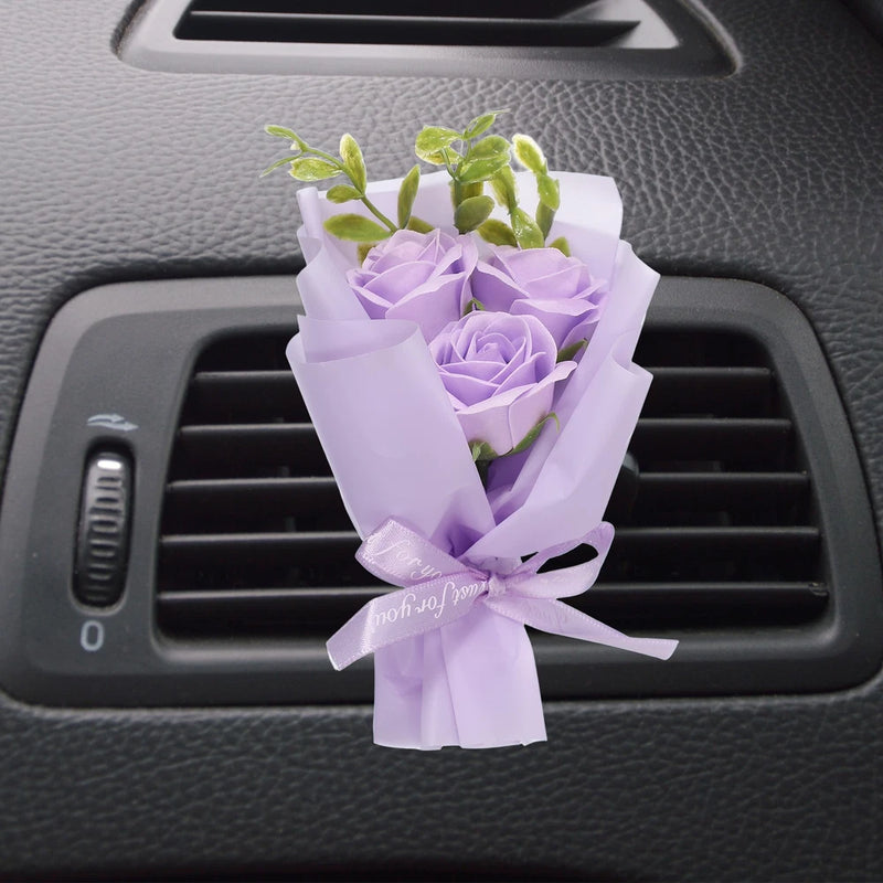 Light purple dried rose bouquet with vent clip, wrapped in pale lilac tissue and bow