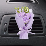Light Purple Rose Dried Flower Bouquet, Car Vent Clip Scent Diffuser, Style 5 Dried Flower