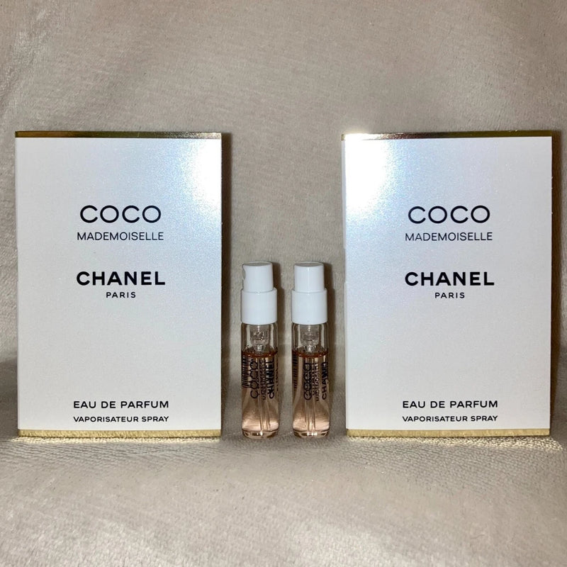 2x Chanel Coco Mademoiselle Eau de Parfum EDP Sample Sprays .05oz, 1.5ml in Card EDP