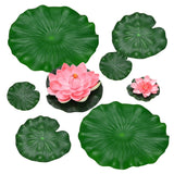 1-Set Artificial Foam Lotus Flower with Water Lily Pad, 4/7/11" [Light Pink] Lily