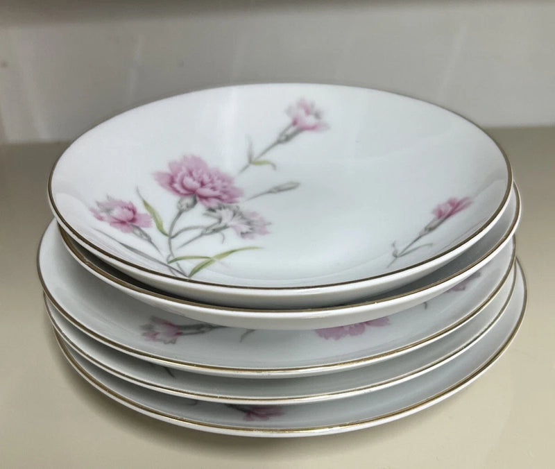 Lot Of 5 Vintage Fine China Royal Court Japan CARNATION 3 -Butter Plates 2 Bowls Carnation