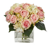 Rose And Hydrangea Bouquet Artificial Arrangement In Vase Hydrangea