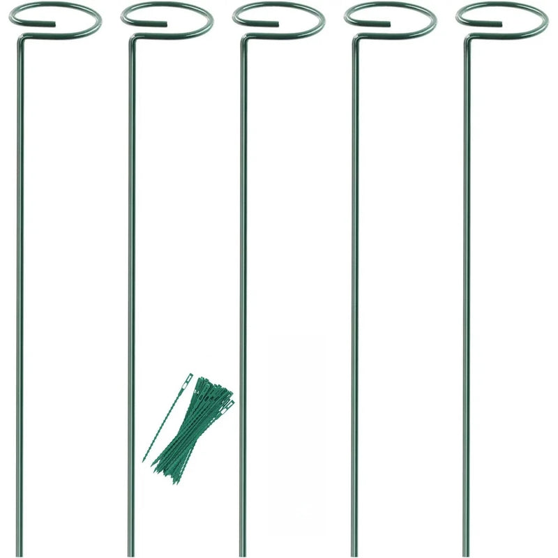 5 pcs Plant Support Stakes Garden Flower Veg Single Stem Support Stake 16" Sunflower