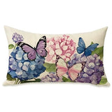Spring Summer Lumbar Decorative 20" x 12" (Pack of 1) Hydrangea Butterfly Hydrangea