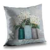 Begin Home Decor C1PC1414ZW13FH 14 x 14 in. Hydrangea Flowers in Blue Vases -... Hydrangea
