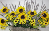 Fall Autumn Silk Sunflowers Lavender Window Box Arrangement fits your 24" box Sunflower