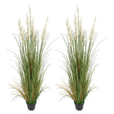 Uimoso Artificial Grass Plant 47-Inch Reed Flower Grass in Pot, Set of 2, Green Green Plant
